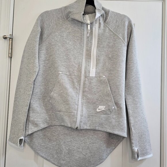 Nike Women’s Tech Fleece Moto Cape - Gray and White - Picture 2 of 10